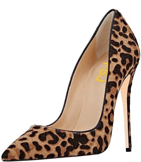 FSJ Women Sexy Leopard Printed Dress Shoes Pointy Toe High Heels Stilettos Pumps Shoe Size 4-15 US