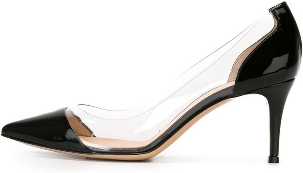 clear stiletto heel pumps